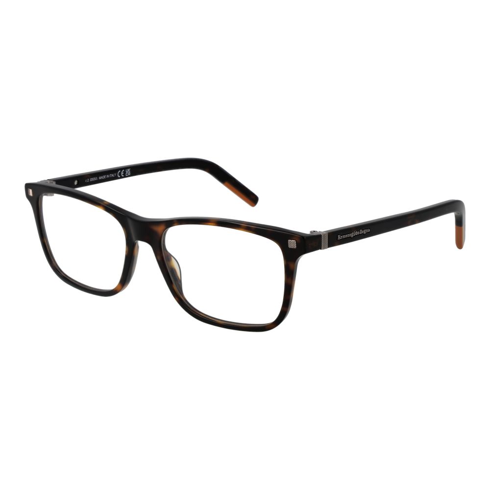 Ermenegildo Zegna brown acetate glasses frames with classic design and clear lenses, stylish and sophisticated eyewear.