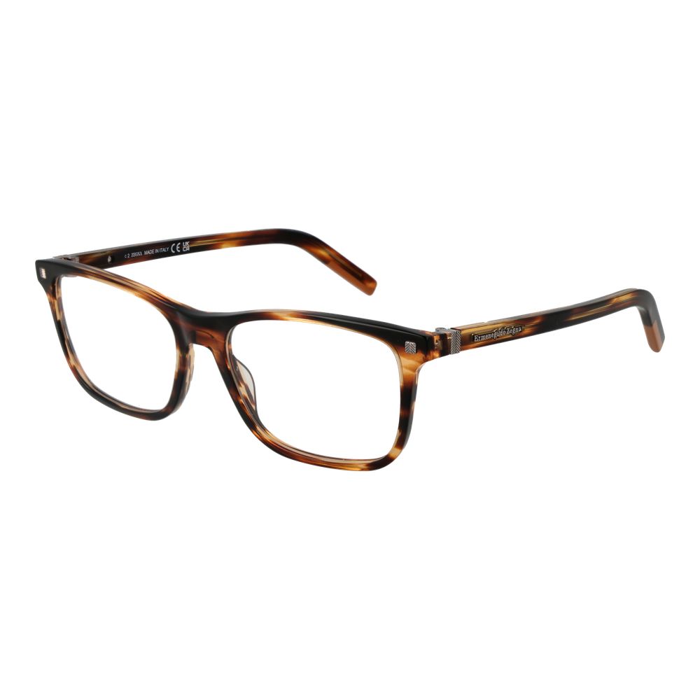 Brown Ermenegildo Zegna acetate glasses frames with sleek design and clear lenses, showcasing sophisticated eyewear style.
