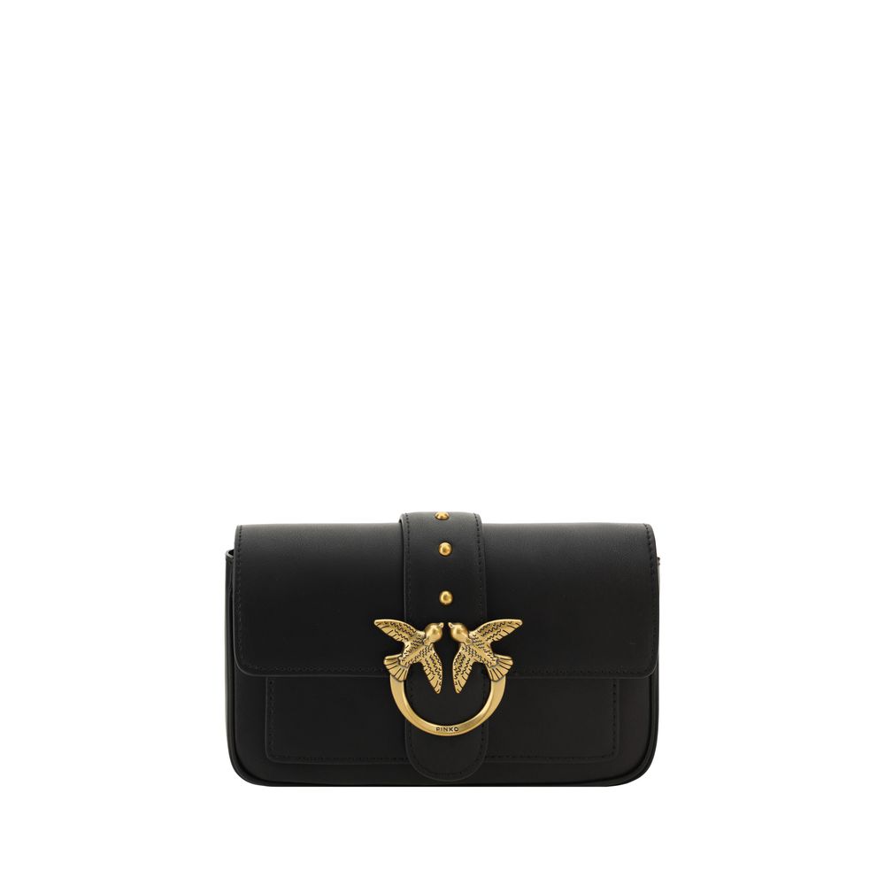 PINKO Black Calf Leather Bos Taurus Shoulder Bag PINKO