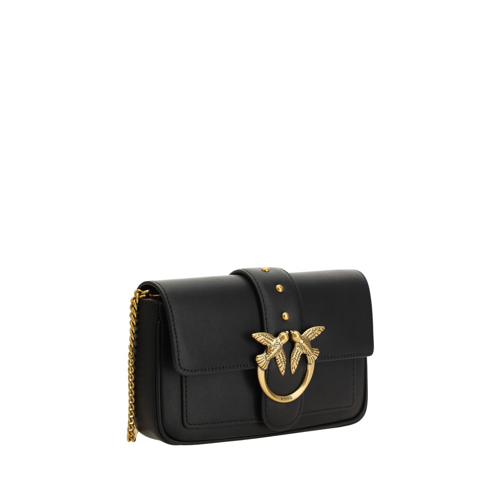 PINKO Black Calf Leather Bos Taurus Shoulder Bag PINKO