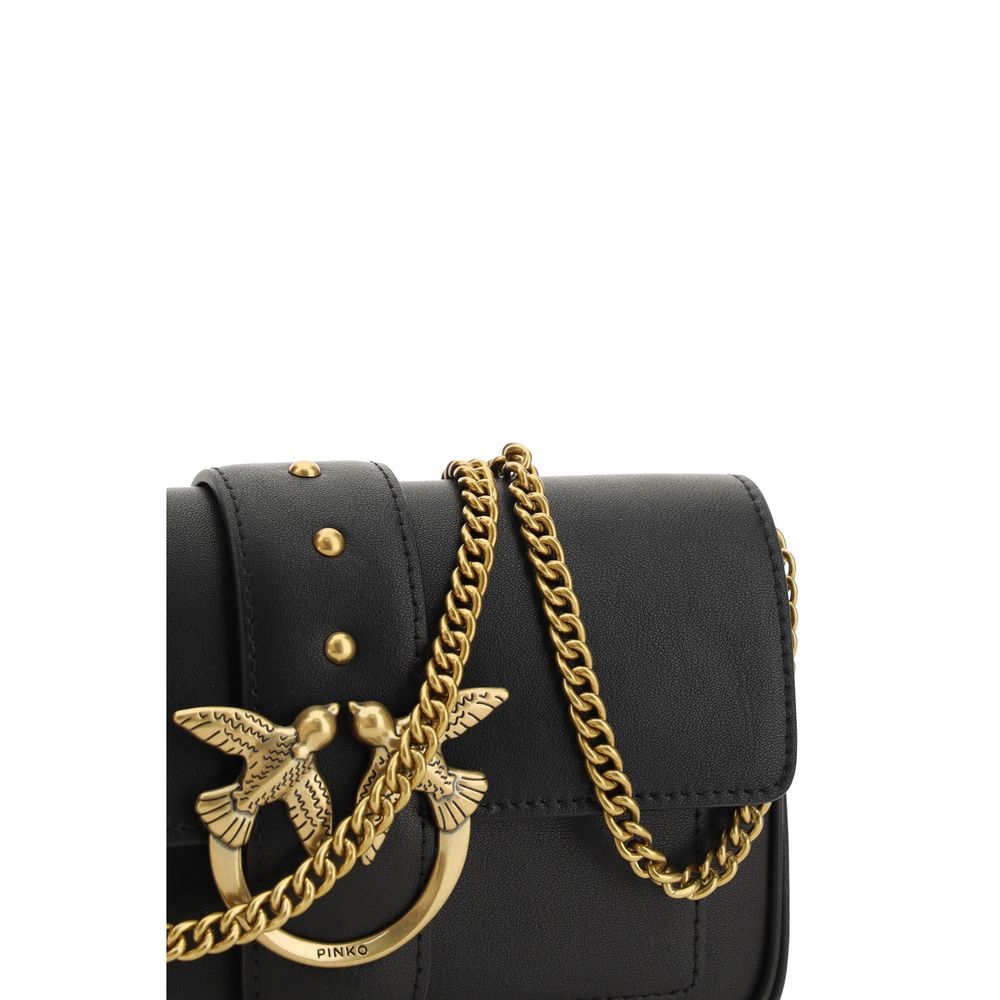 PINKO Black Calf Leather Bos Taurus Shoulder Bag PINKO