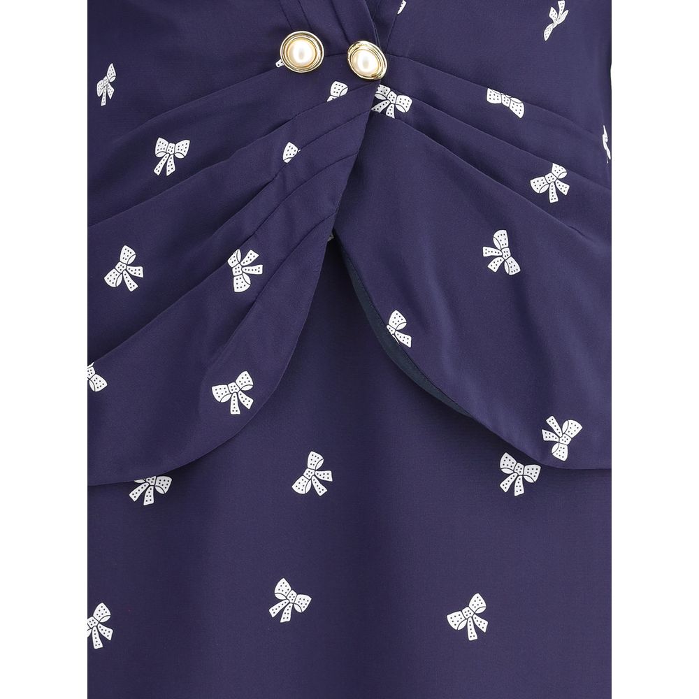 Alessandra Rich Blue Silk Casual Dress Alessandra Rich