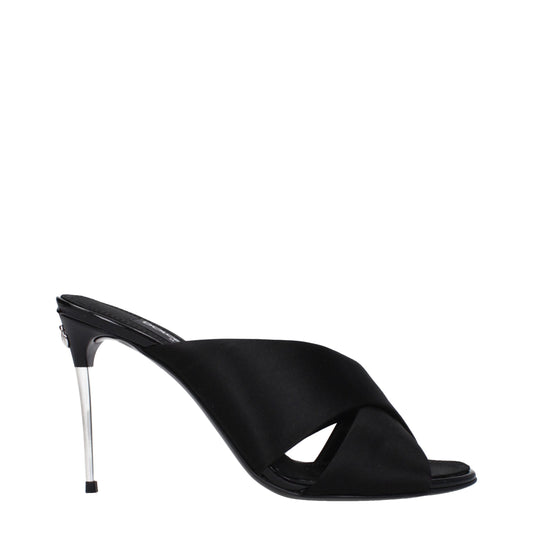 Dolce & Gabbana Black Satin Stiletto Heel Sandals