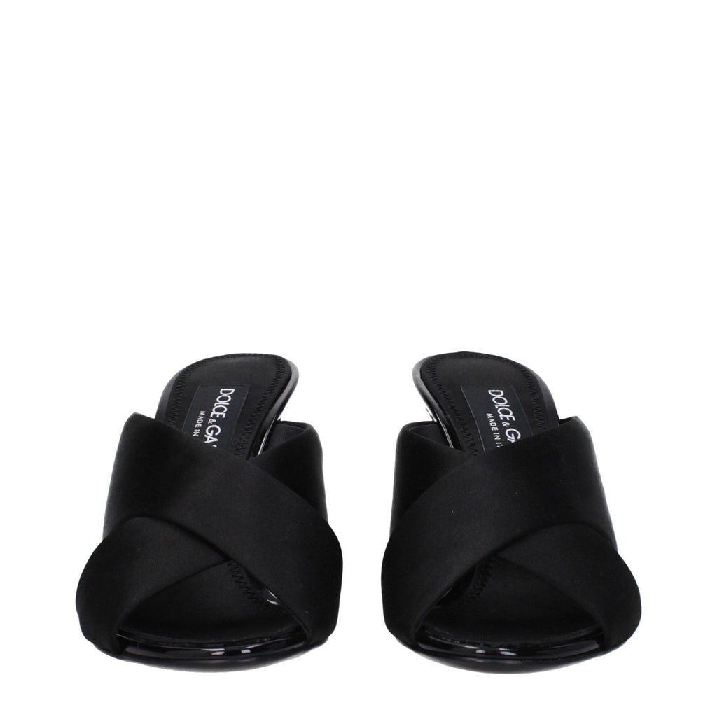 Dolce & Gabbana Black Satin Stiletto Heel Sandals Dolce & Gabbana