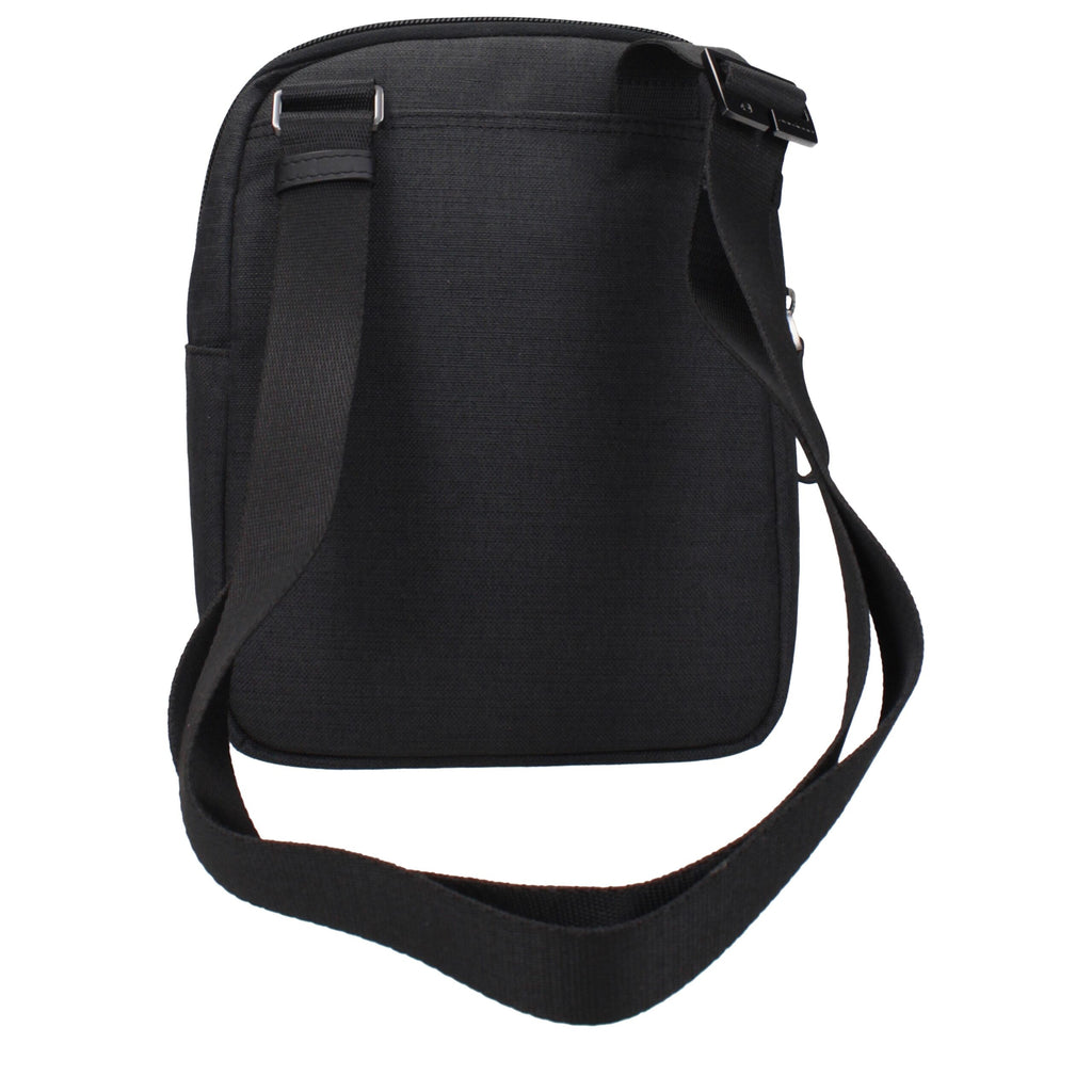 Piquadro black fabric crossbody bag with adjustable strap and sleek design for everyday use.