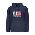 Tommy Hilfiger blue cotton men's hoodie with front pocket and drawstring hood, casual and comfortable apparel.