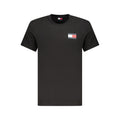 Black cotton men's T-shirt by Tommy Hilfiger with logo detail, casual fit, and short sleeves.