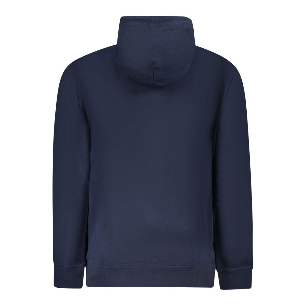 Blue cotton Tommy Hilfiger men's hoodie with front pocket and adjustable drawstrings, casual and comfortable fit.