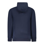 Blue cotton Tommy Hilfiger men's hoodie with front pocket and adjustable drawstrings, casual and comfortable fit.