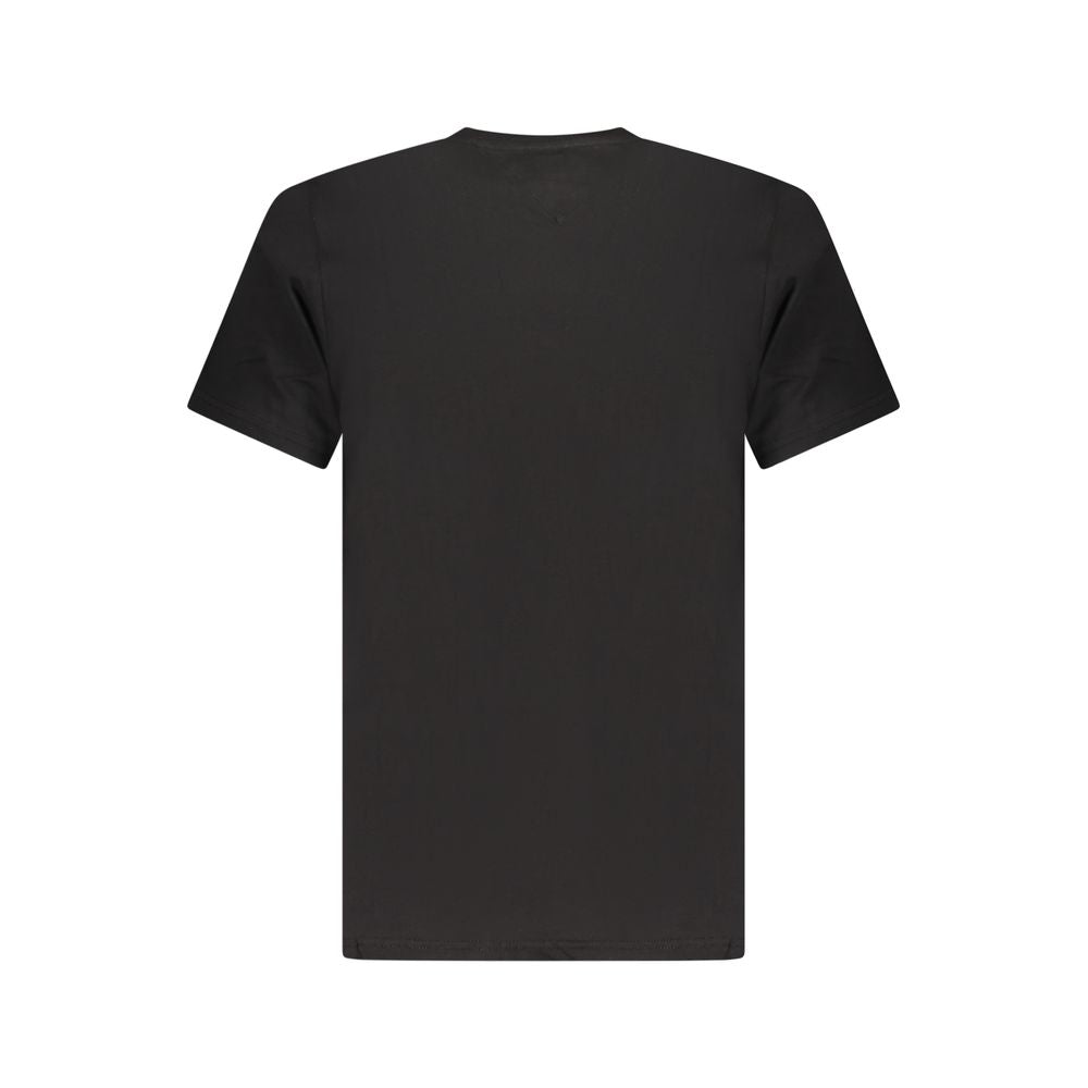 Tommy Hilfiger Nero cotton men's T-shirt with crew neck and short sleeves, in black, displayed flat.