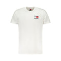 White cotton men's T-shirt by Tommy Hilfiger with a classic fit and logo detail, displayed flat on a neutral background.
