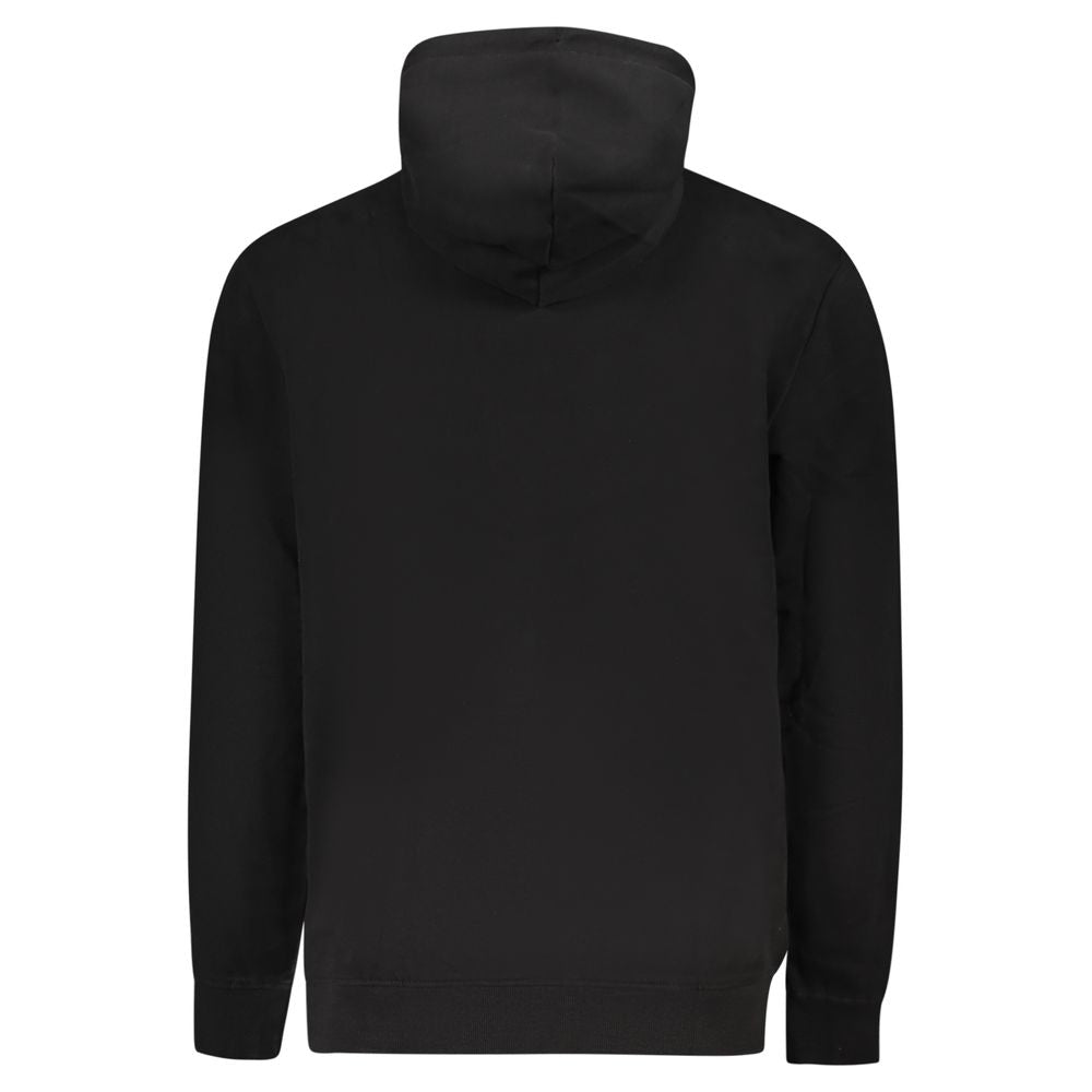 Black cotton men's sweatshirt by Tommy Hilfiger featuring a classic crew neck and subtle logo detailing.