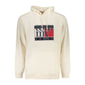White cotton men's hooded sweatshirt by Tommy Hilfiger, featuring a front pouch pocket and adjustable drawstring hood.