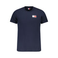 Blue cotton men's T-shirt by Tommy Hilfiger with a classic crew neck and logo detail on the front.