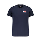 Blue cotton men's T-shirt by Tommy Hilfiger with a classic crew neck and logo detail on the front.