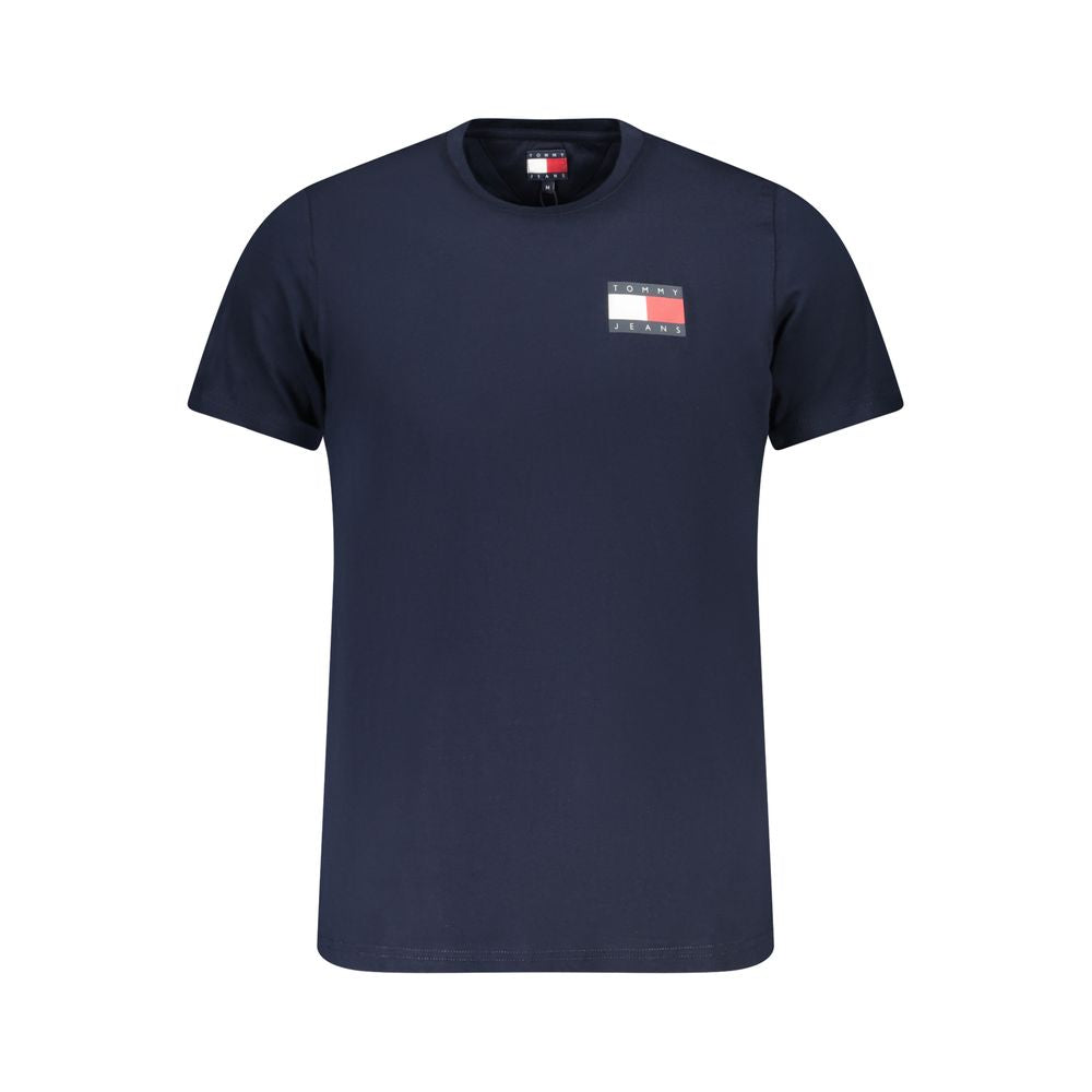 Blue cotton men's T-shirt by Tommy Hilfiger with a classic crew neck and logo detail on the front.