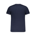 Blue cotton men's T-shirt by Tommy Hilfiger with classic logo and crew neck, displayed on a plain background.