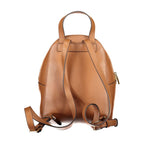 Coccinelle brown leather women's backpack with adjustable straps and multiple compartments, stylish and functional for daily use.