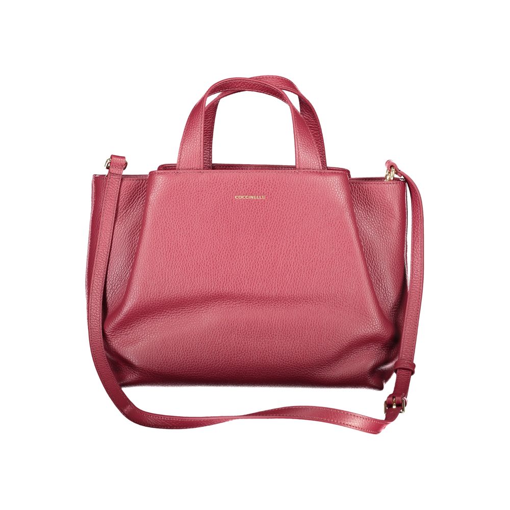 Coccinelle Viola leather women's handbag in black with gold-tone hardware and structured design, featuring double top handles.