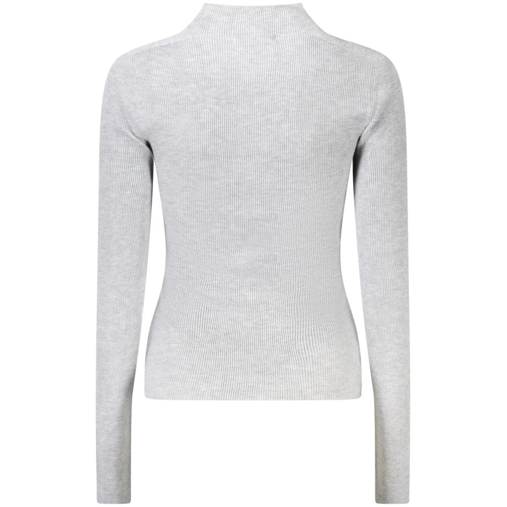 Guess Jeans gray acrylic women's sweater with a cozy, fitted design and ribbed cuffs, perfect for casual wear.