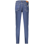 Guess Jeans women's blue cotton denim jeans with classic five-pocket design and slim fit style.