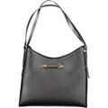 Black Guess Jeans polyurethane women's handbag with sleek design and top handle, featuring subtle branding and modern style.