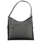 Black Guess Jeans polyurethane women's handbag with sleek design, featuring a structured shape and subtle branding.