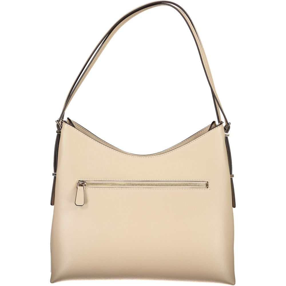 Guess Jeans beige polyurethane women's handbag with sleek design and top handles, perfect for casual or elegant outfits.