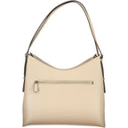 Guess Jeans beige polyurethane women's handbag with sleek design and top handles, perfect for casual or elegant outfits.