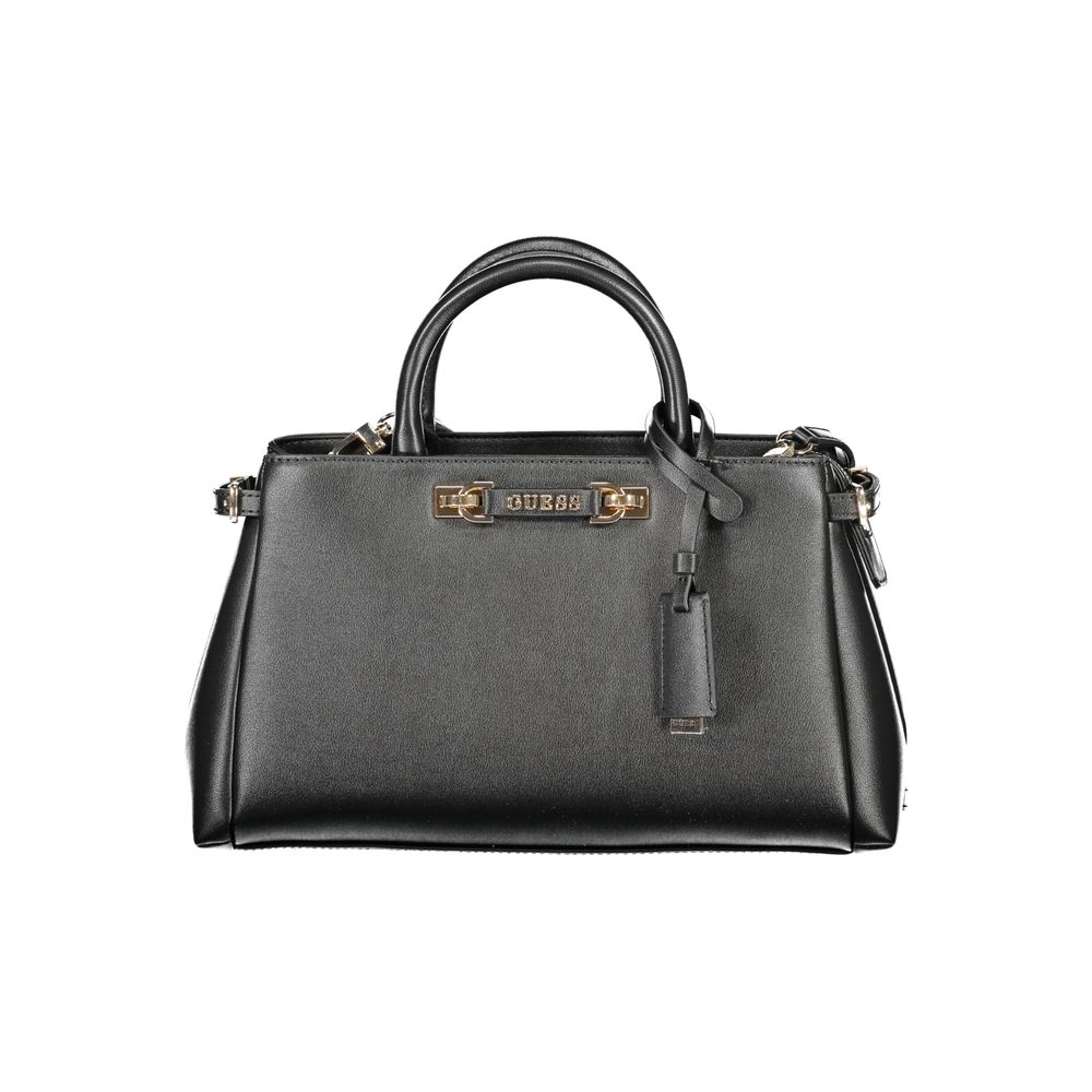 Guess Jeans Nero black polyurethane women's handbag with sleek design and silver hardware.