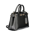 Guess Jeans Nero women's handbag made of polyurethane, featuring a sleek black design with silver hardware and top handle.