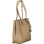 Guess Jeans beige polyurethane women's handbag with sleek design and top handle, ideal for casual or chic outfits.