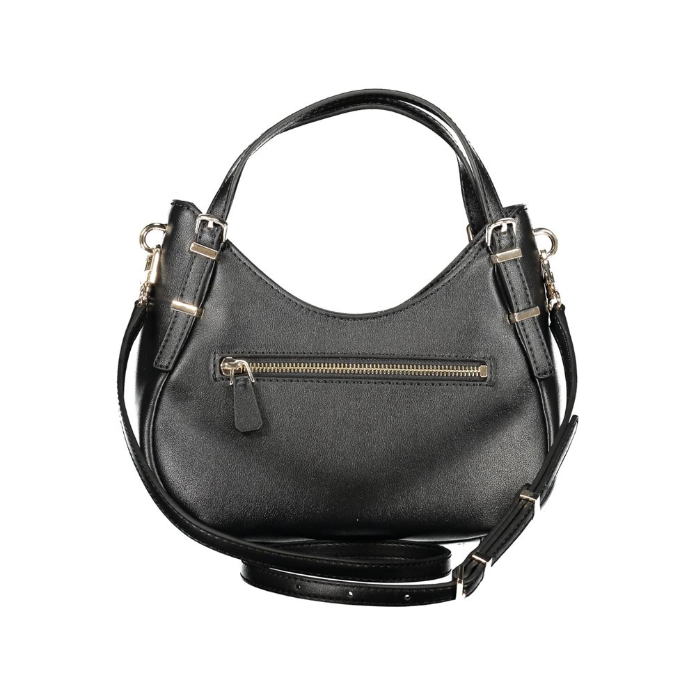 Black Guess Jeans women's handbag made of polyurethane with a sleek design and stylish details.