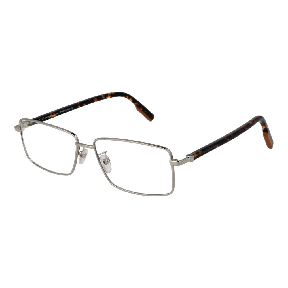 Ermenegildo Zegna silver metal glasses frames with sleek design and clear lenses, stylish eyewear for men.