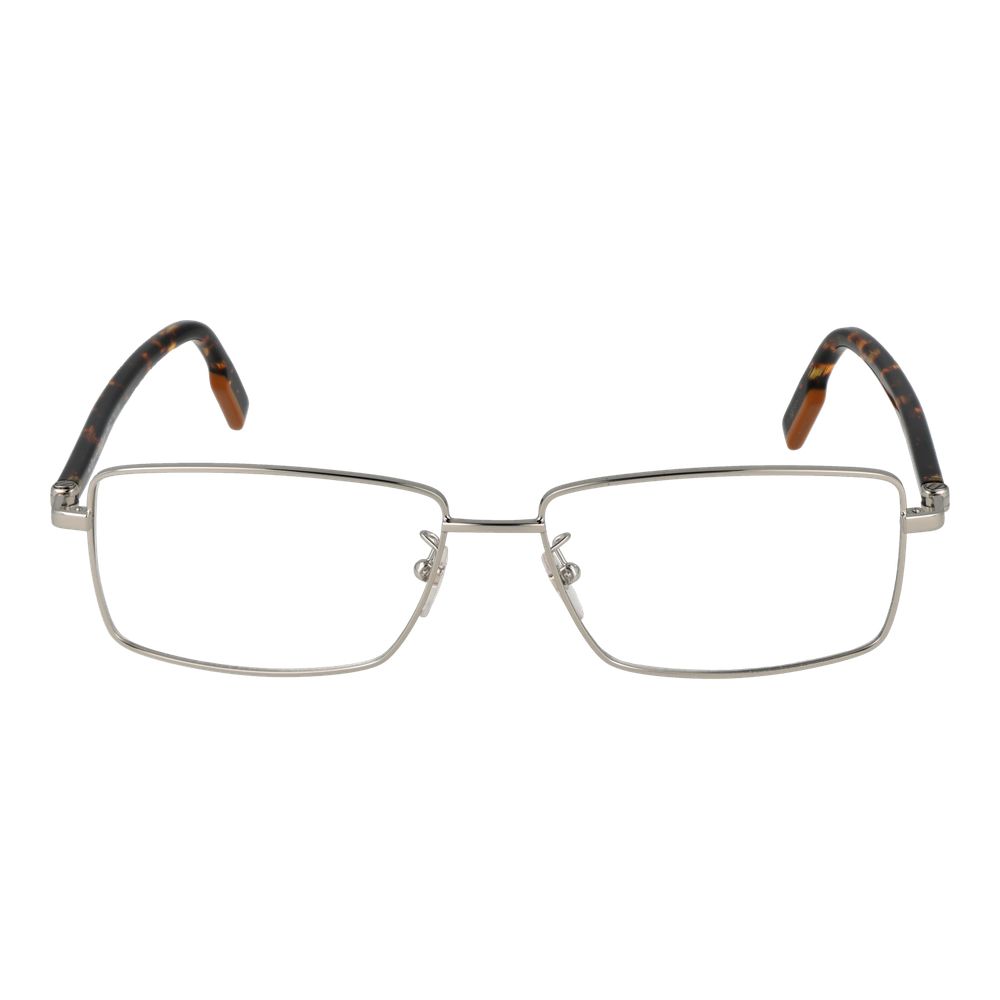 Ermenegildo Zegna silver metal glasses frames with sleek design and clear lenses for stylish eyewear.