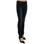 John Galliano Dark Blue Mid Waist Slim Fit Denim Casual Pants Jeans