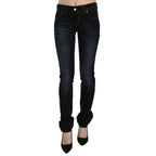 John Galliano Dark Blue Mid Waist Slim Fit Denim Casual Pants Jeans