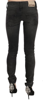 John Galliano Black Washed Low Waist Slim Fit Skinny Denim Pants Jeans - Eljoys Fashion 