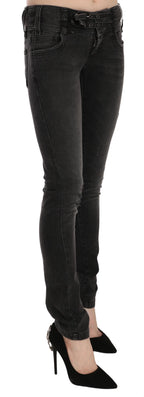 John Galliano Black Washed Low Waist Slim Fit Skinny Denim Pants Jeans - Eljoys Fashion 