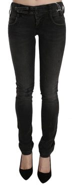 John Galliano Black Washed Low Waist Slim Fit Skinny Denim Pants Jeans - Eljoys Fashion 