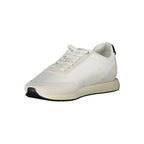 Calvin Klein white polyester men's sneaker with lace-up design and cushioned sole, stylish casual footwear.