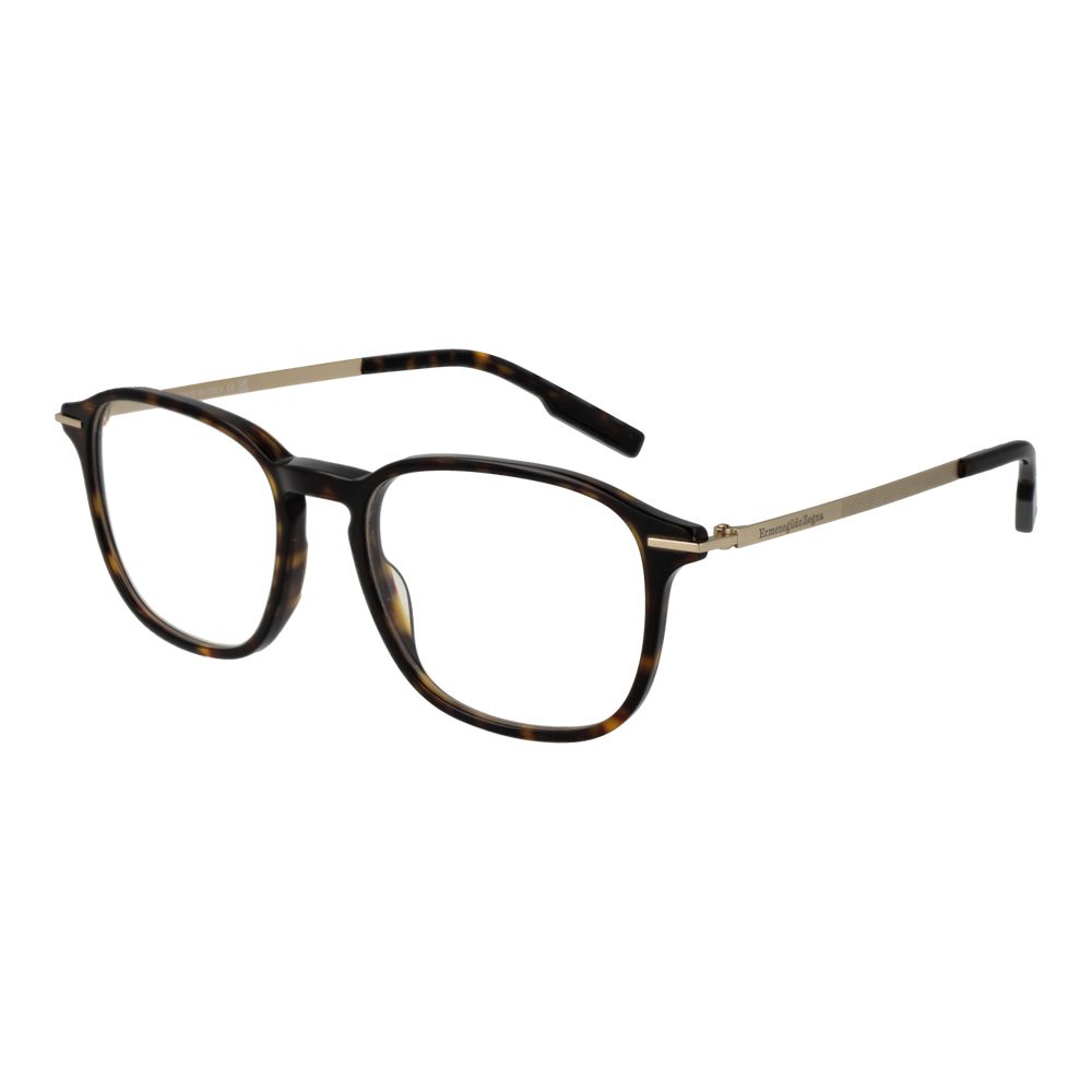 Ermenegildo Zegna brown acetate eyeglass frames with sleek design and clear lenses, stylish and sophisticated eyewear for men.