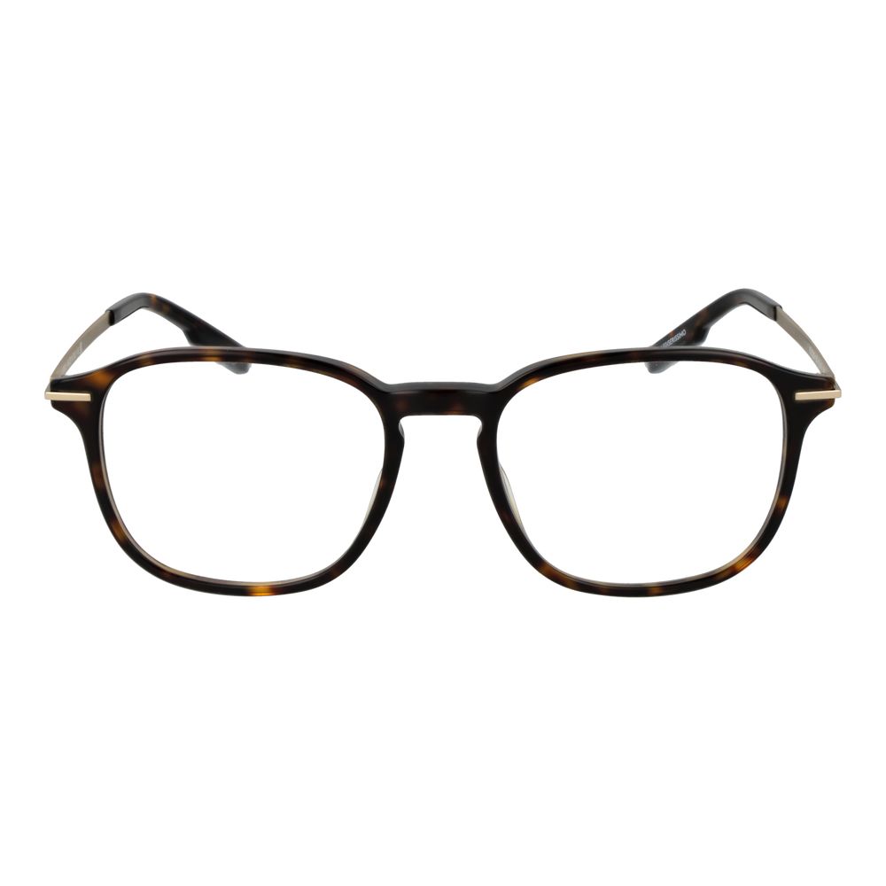 Ermenegildo Zegna brown acetate glasses frames with sleek design and rounded lenses, showcasing luxury eyewear craftsmanship.
