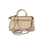 Guess Jeans beige women's handbag made of polyurethane with a stylish design and gold-tone hardware.