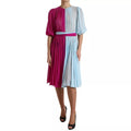 Dolce & Gabbana Light Blue silk two-tone midi dress featuring a sleek silhouette and elegant design.