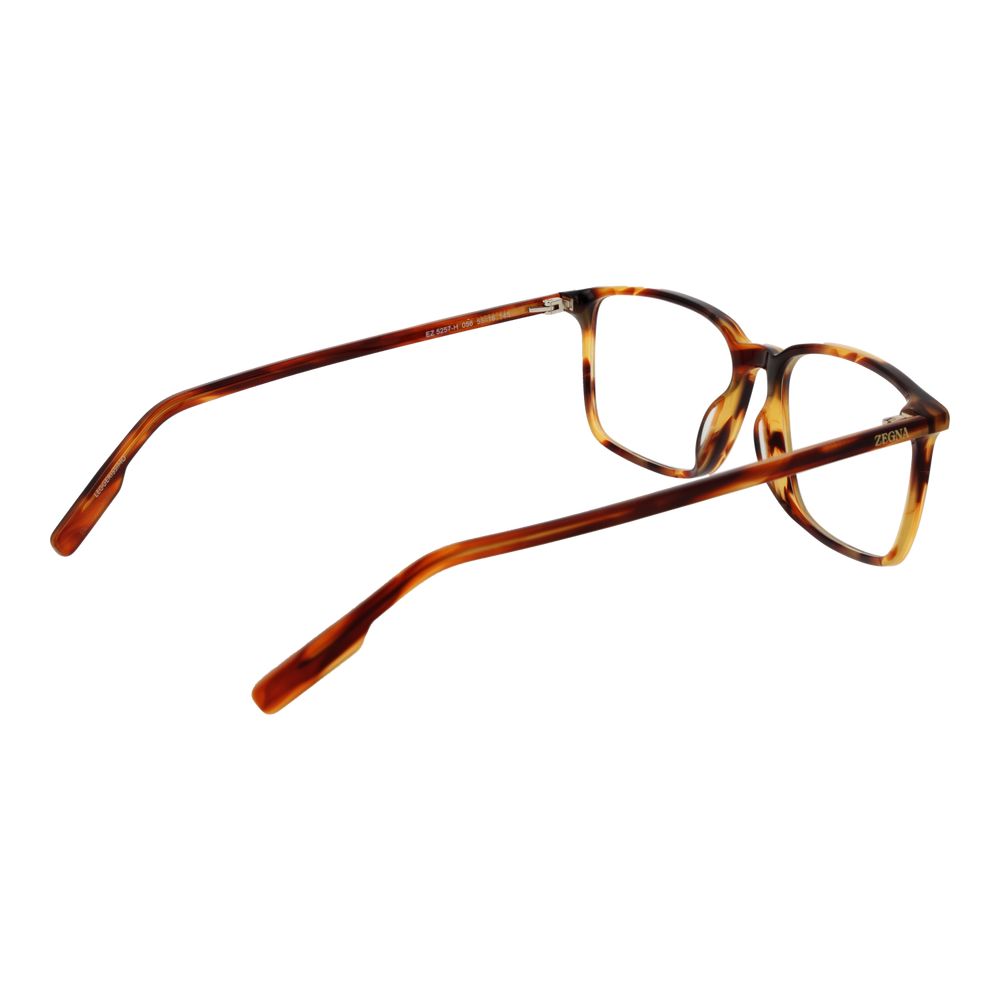 Ermenegildo Zegna brown acetate glasses frames with sleek design and clear lenses, stylish and sophisticated eyewear accessory.