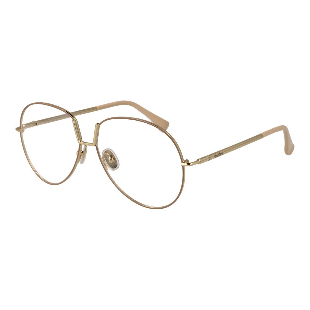 Max Mara beige metal eyeglass frames with clear lenses, stylish and lightweight for everyday wear.