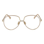 Max Mara beige metal glasses frames with clear lenses, stylish and lightweight eyewear for a sophisticated look.