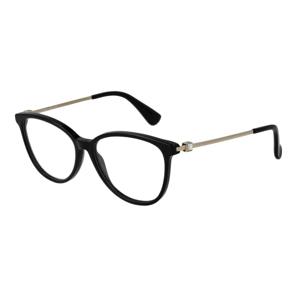 Black Max Mara acetate glasses frames with clear lenses, showcasing sleek, modern eyewear design.