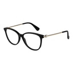 Black Max Mara acetate glasses frames with clear lenses, showcasing sleek, modern eyewear design.